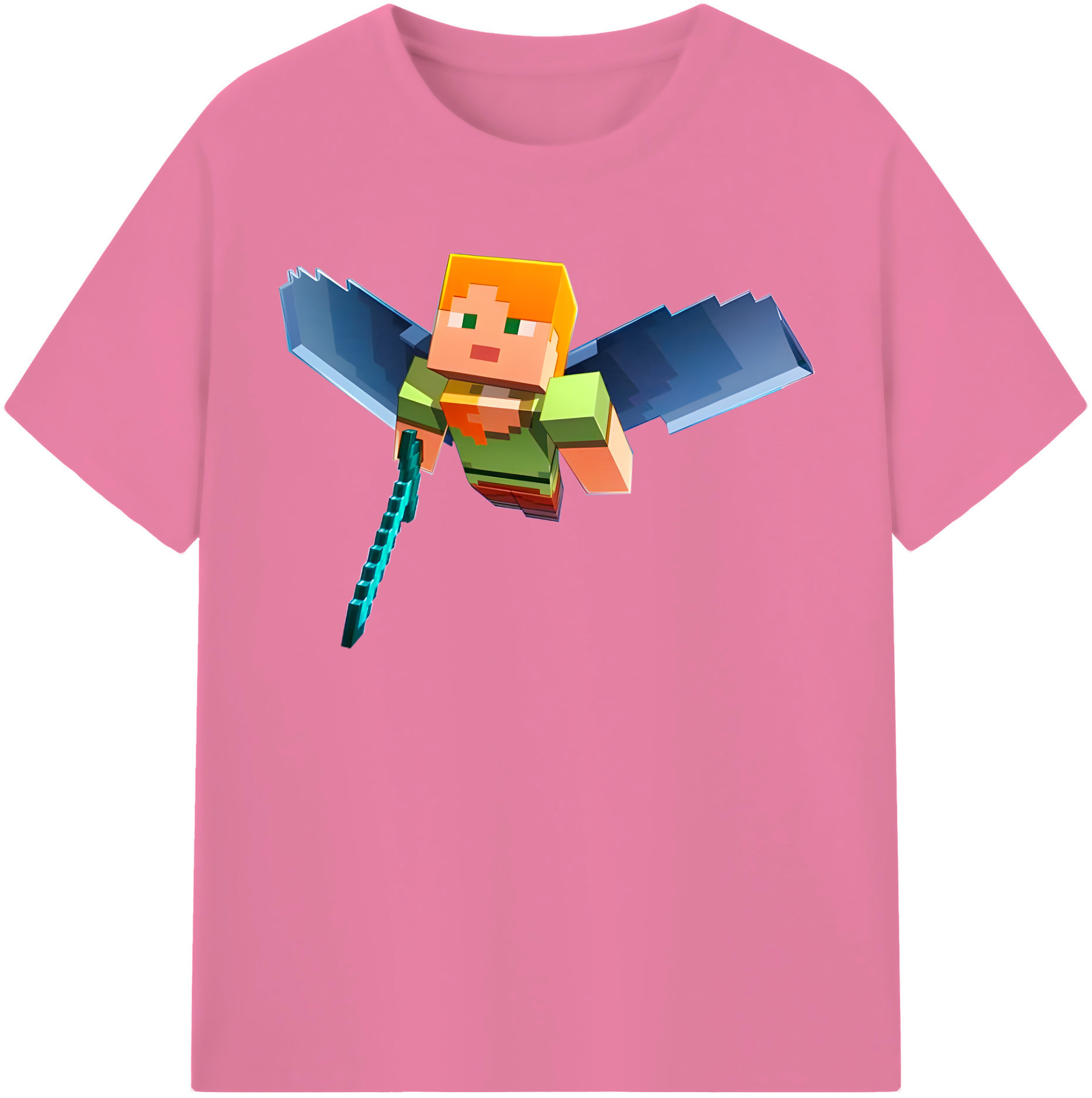 （画像用） マインクラフト ブロックの世界 Minecraft MC Block world 綿100％半袖Tシャツ（フロントプリント）